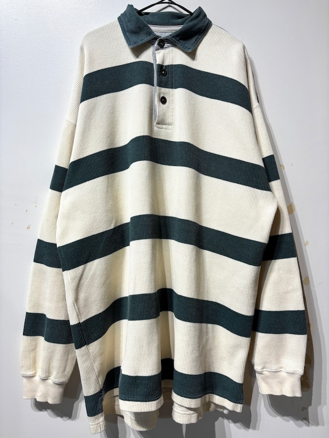 （CS2594）Eddie Bauer striped waffle rugby shirt