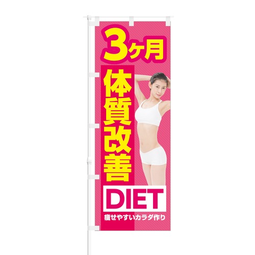 のぼり旗【 3ヶ月 体質改善 DIET 痩せたいカラダ作り 】NOB-KT0515 幅650mm ワイドモデル！ほつれ防止加工済 フィットネスジムの集客などに最適！ 1枚入