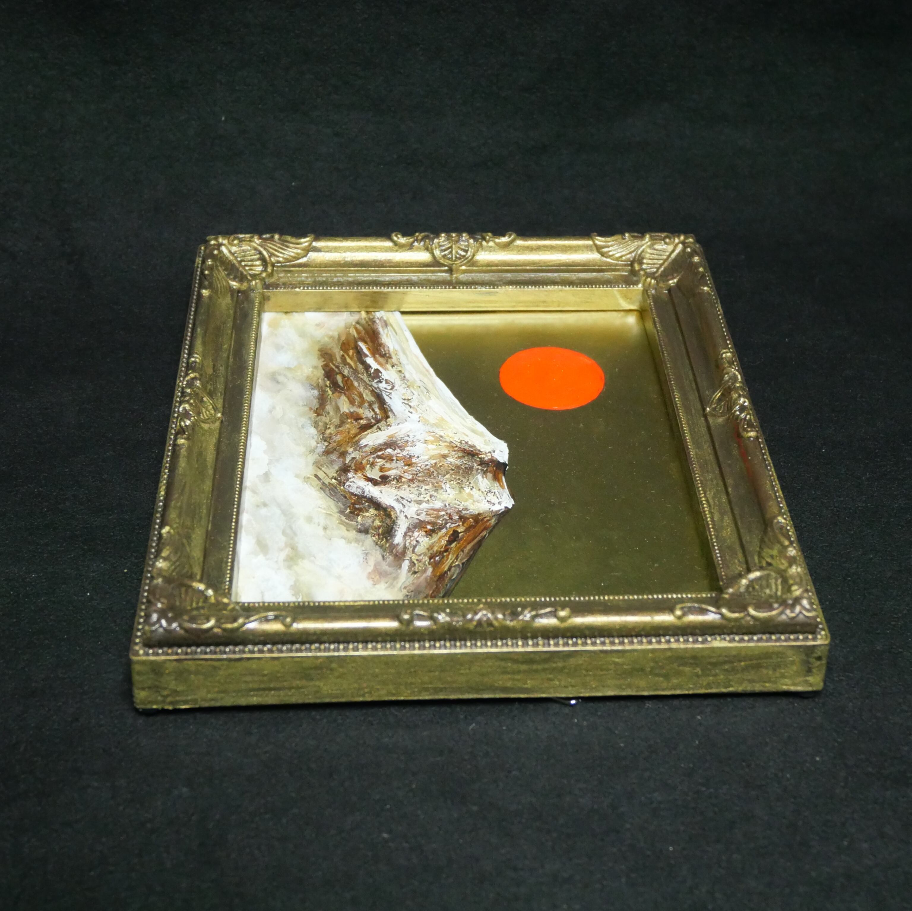 油絵 ミニ色紙絵画【黄金富士山】原画・一点物（インテリア