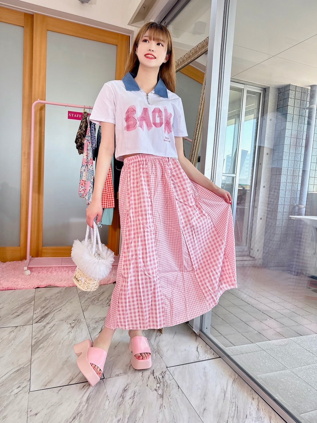 タグ付✨フォクシー Daffodil ギンガムチェックフレアスカート ペプラム 1418399_21059473_k3.jpg