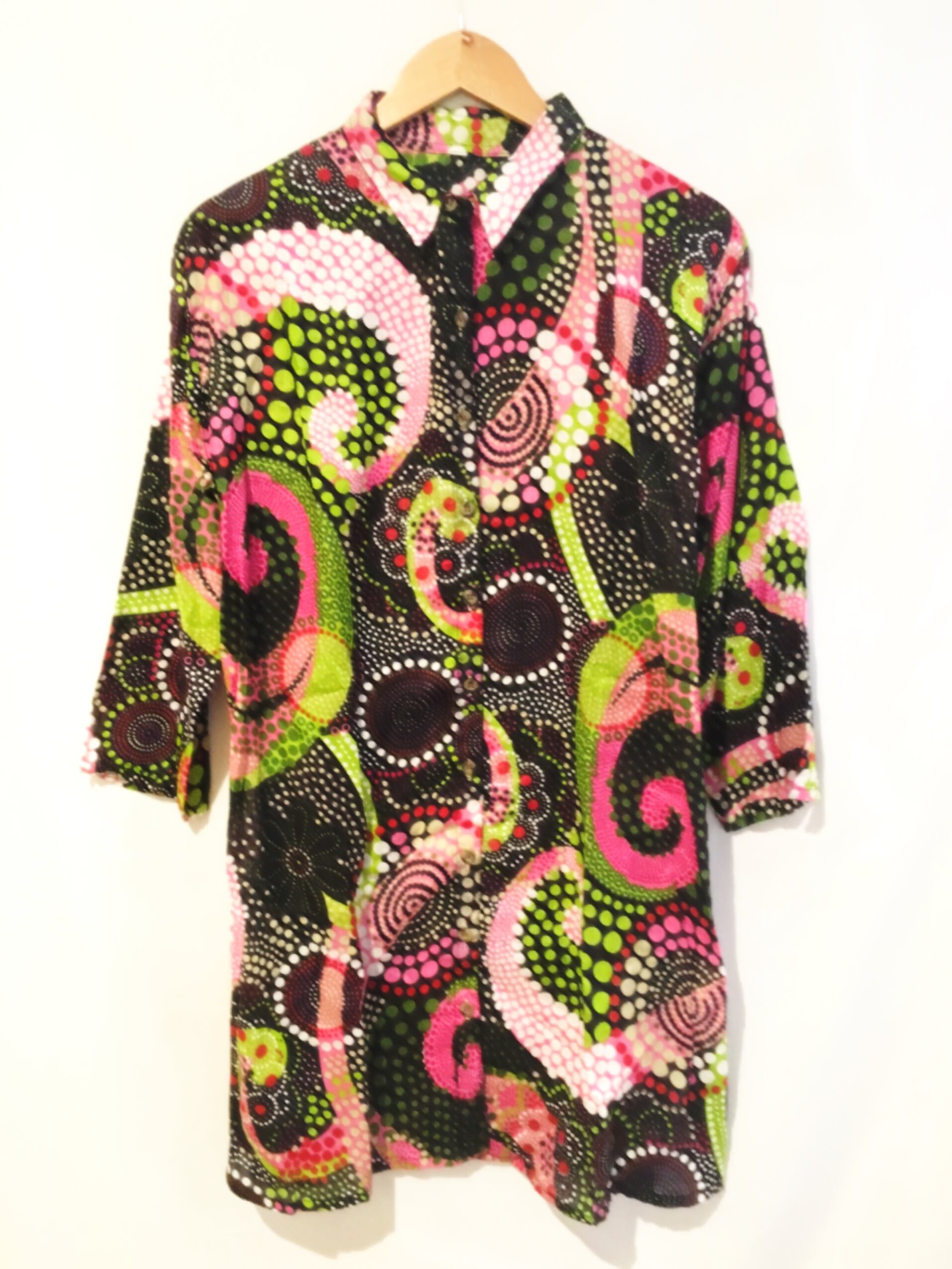 ワンピース シャツ シャツワンピ コットンシャツ サイケ柄 エスニックファッション アジアンファッション アフリカン エスニック アジアン アジアン雑貨no 80 アジアン雑貨 Asian Mrk