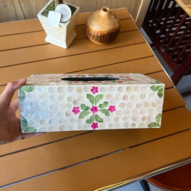 Shell Mosaic Tissue Box Cover A シェルモザイクティッシュボックス　カバー　ティッシュ　シェル