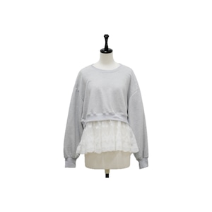 Layered lace frill sweat pullover