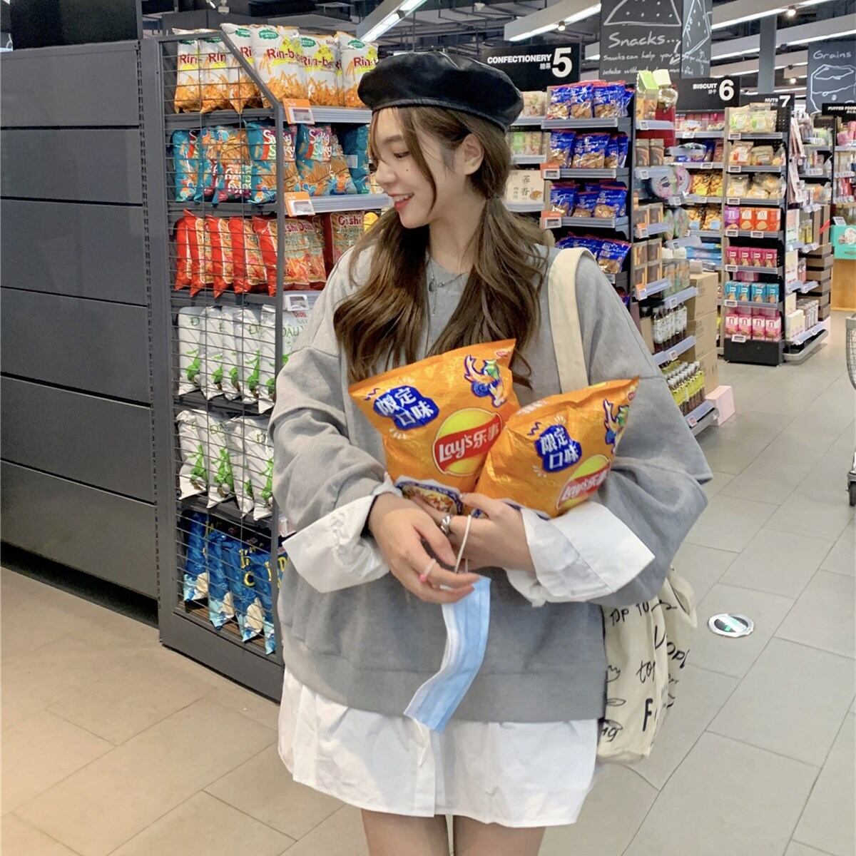 ルーズセーター ジャケット オータムグレープルオーバー トップス ロング 秋物 ステッチ モンロー47698886939