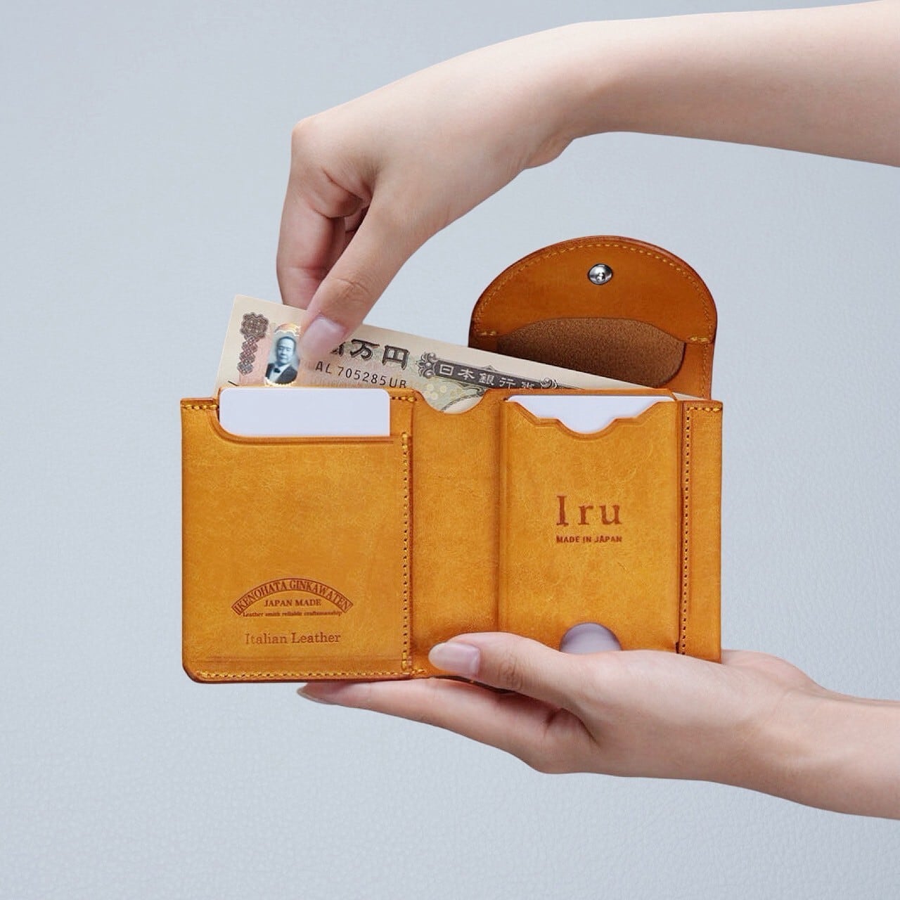 Iru×IKENOHATA GINKAWATEN】PUEBLO LEATHER GARSON WALLET HIMAWARI