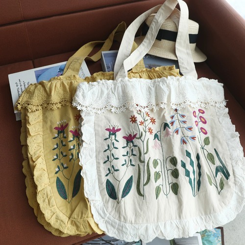 2色／ボタニカル刺繍トートバッグ ・12312