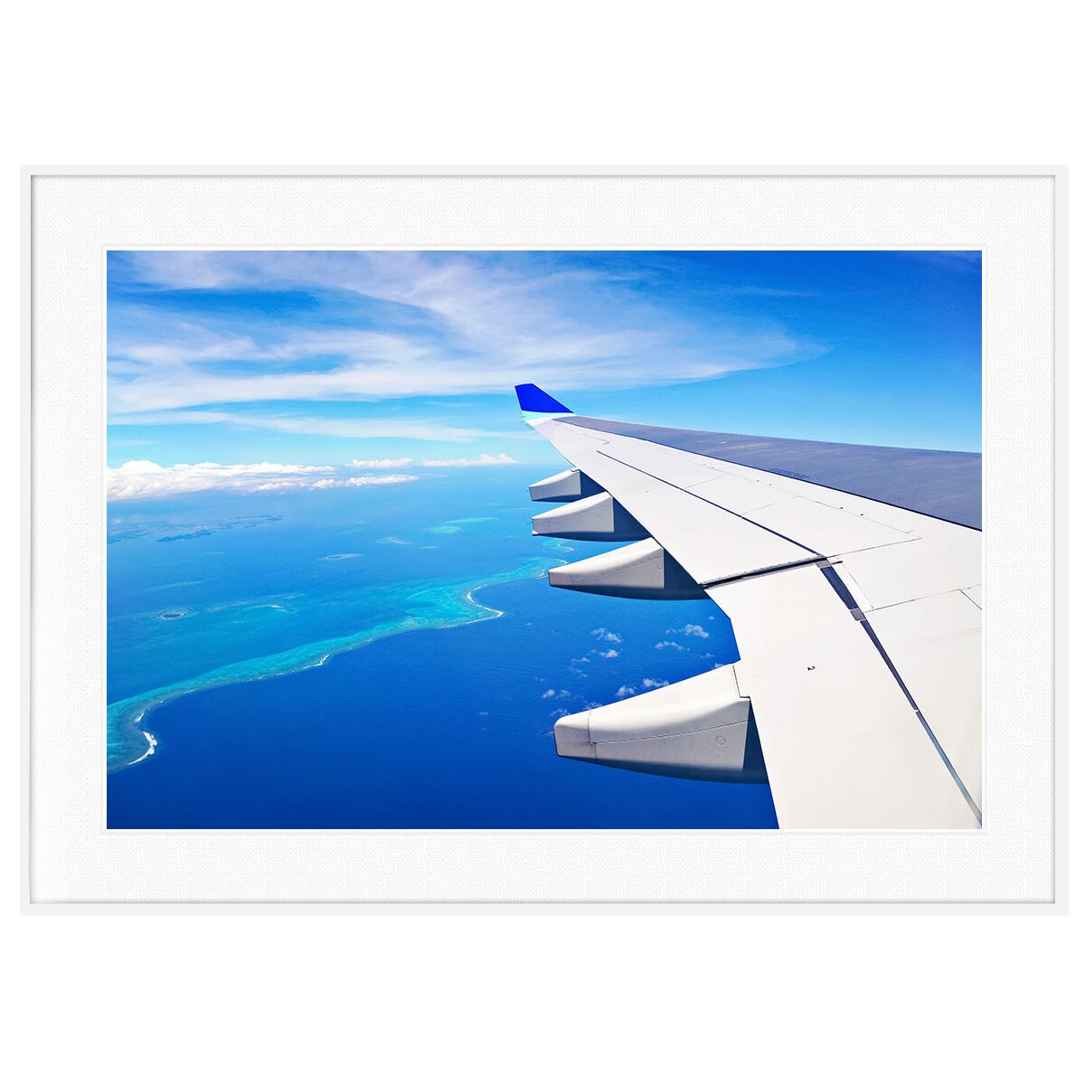航空機 飛行風景 写真 額装品 夏写真 飛行機からのニューカレドニア インテリアアートポスター額装