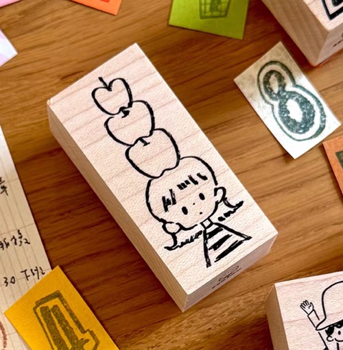 新作☆ MO933｜Molinta 【苹果人】はんこ / 木製スタンプ