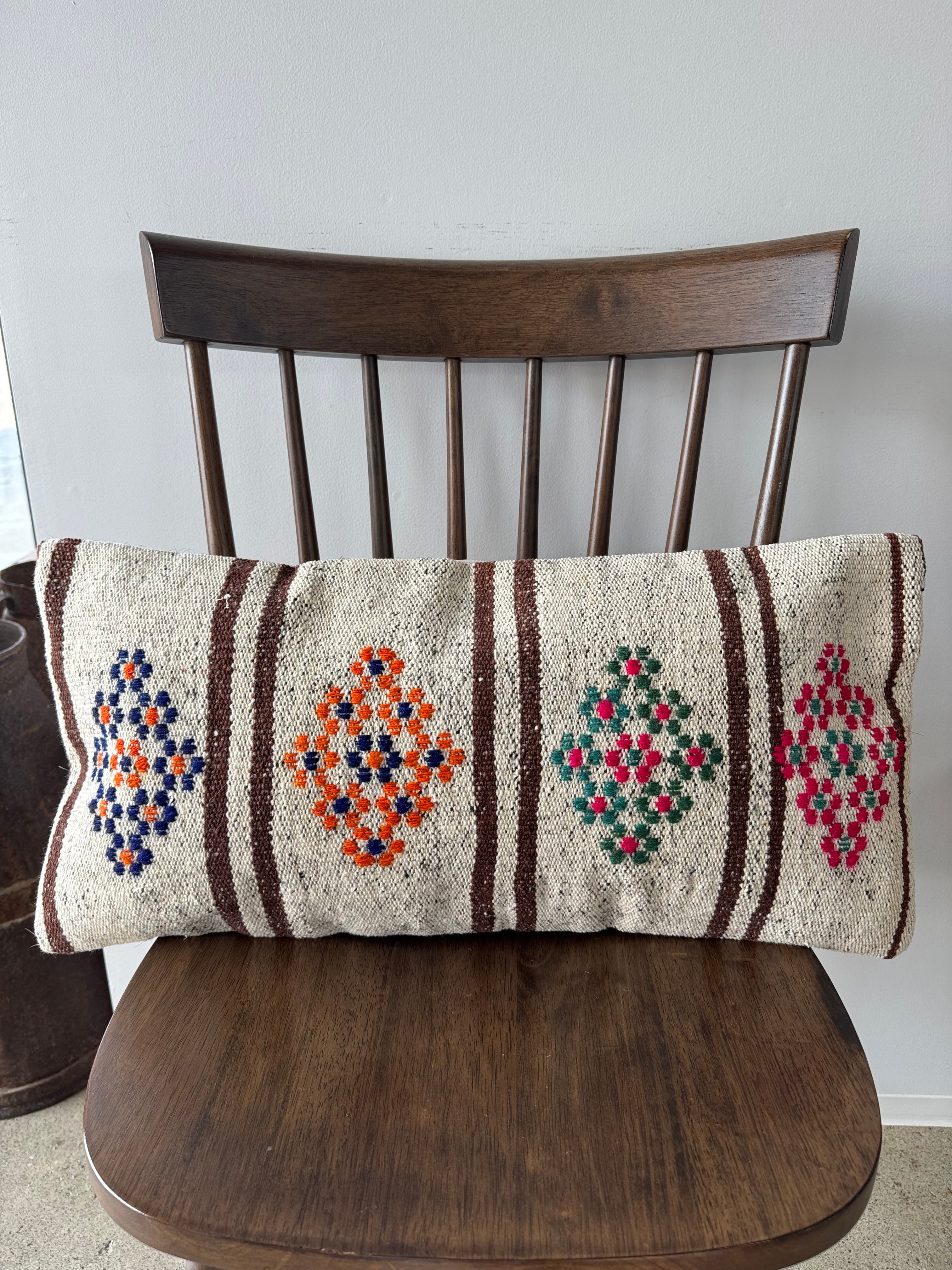 ヴィンテージ トルコラグ 刺繍クッションカバー 30x60 TRC172