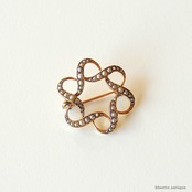 英国アンティークジュエリー 15ctゴールド 真珠 スター ブローチ (ソーティングメモ付)