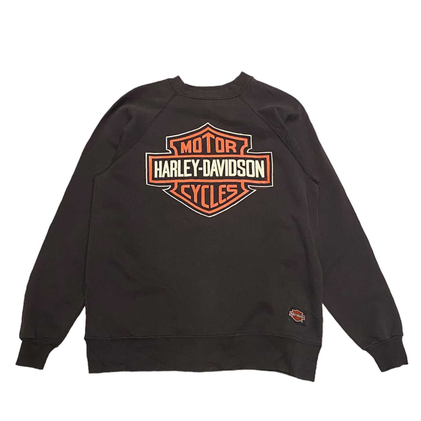 ブラックオレンジ◼️サイズ90s　Harley-Davidson/ハーレーダビッドソン ロゴ スウェット