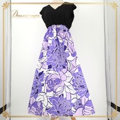 フラダンス 衣装 Avivare アビバーレ ワンピース ドレス パープル系 花柄 植物柄 ハワイアンプリント ハワイアン アロハ フラ ダンス レッスン 練習 ハワイアンダンス 紫 黒 白 ブラック系 ホワイト系 華やか 鮮やか かわいい おしゃれ 上品 大人っぽい ダンス衣装 練習着 レッスンウェア