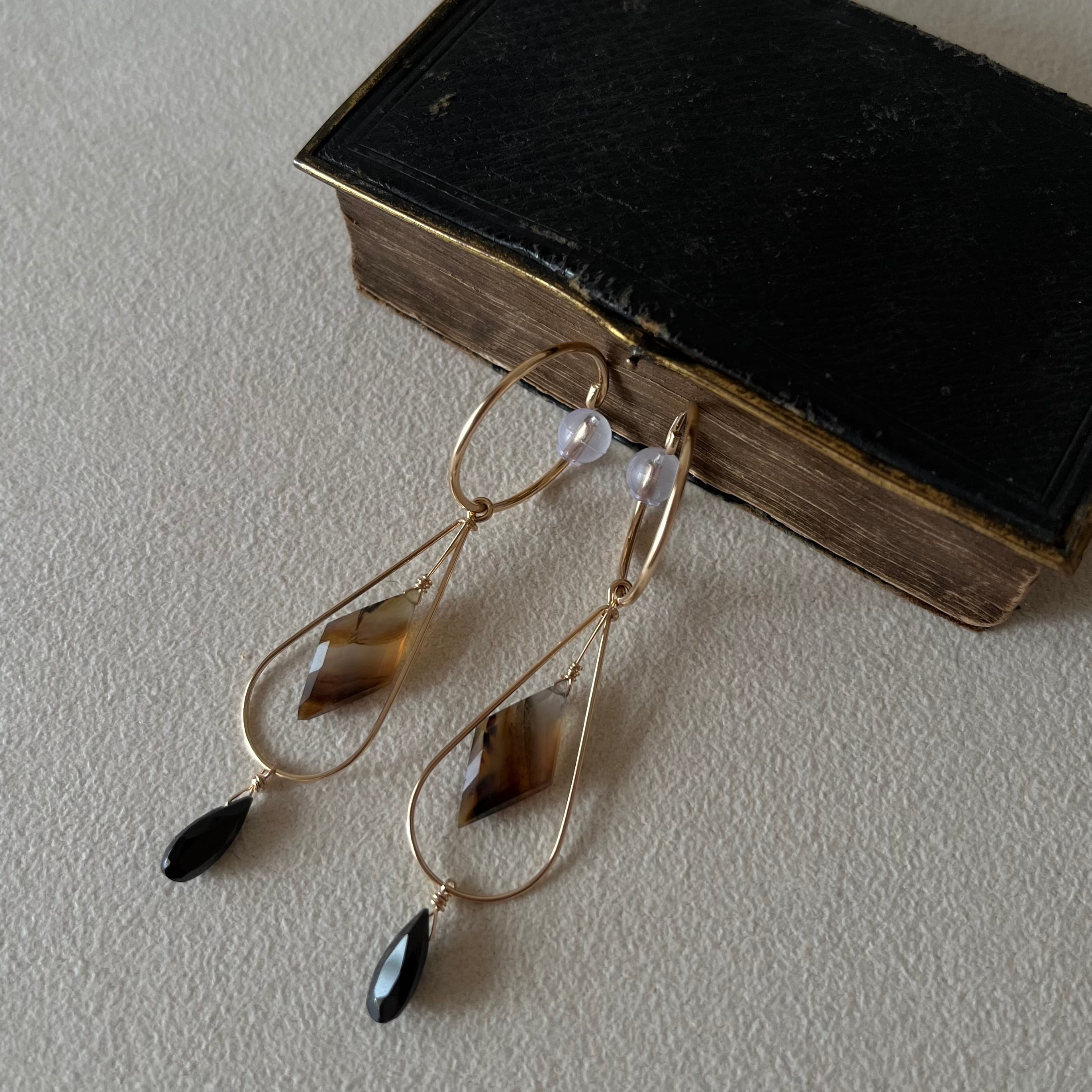 アゲートのフープイヤリング