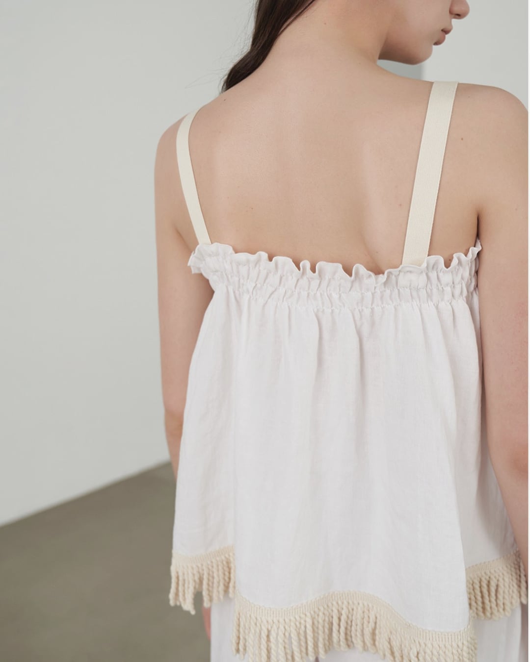 Linen Blend Fringe Camisole & Wide Leg Pants Set