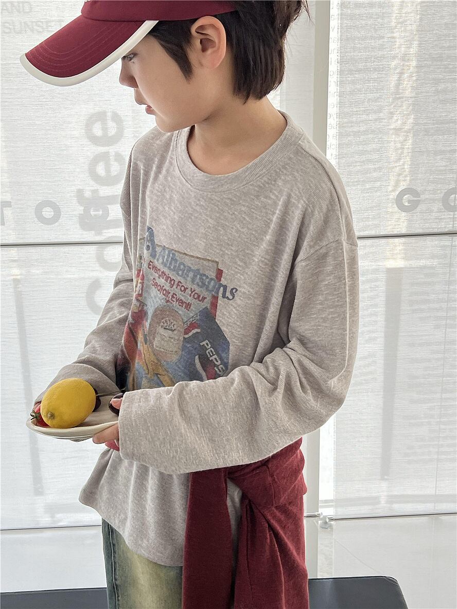 90,100cm 2color イラストトップス