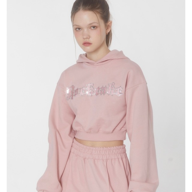 ROCKCAKE] Sequin Crop Hood - Pink 正規品 韓国ブランド 韓国通販 韓国代行 韓国ファッション トレーナー |  BONZ (韓国ブランド 代行)