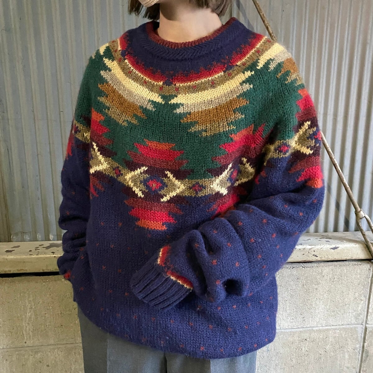 90s USA製 woolrich ネイティブ柄 フリースプルオーバー