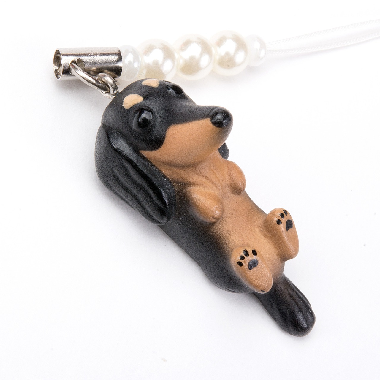 Dog 92 Dachshund ダックス ブラックタン ビーズ ストラップ DN-3003