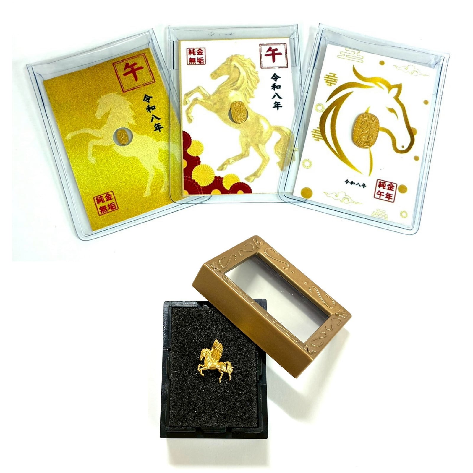 お得な価格は年内まで】純金の午年のお守り「跳ねる馬」約1g。「令和八