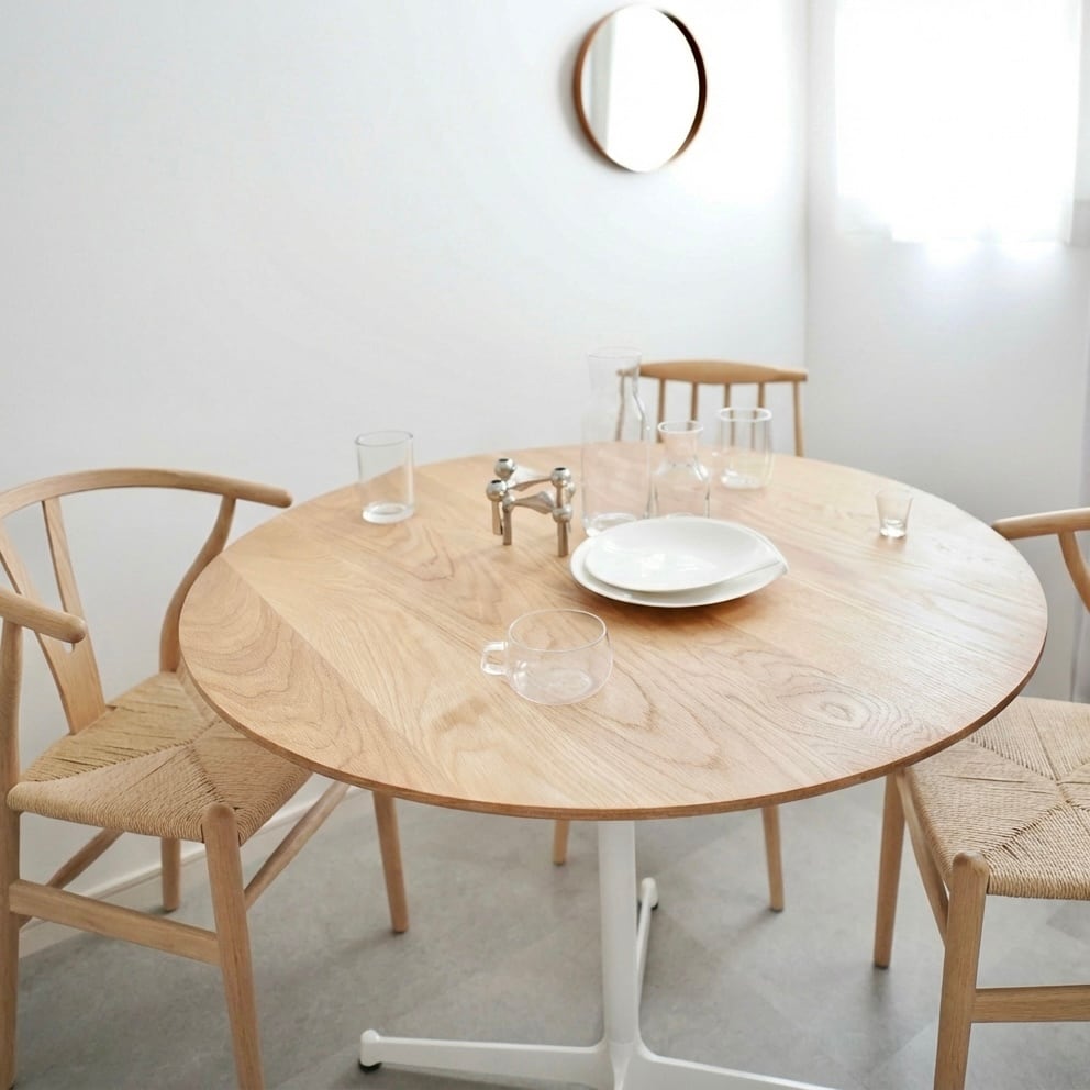 直径90cm ダイニングテーブル 丸テーブル オーク 無垢 ラウンド