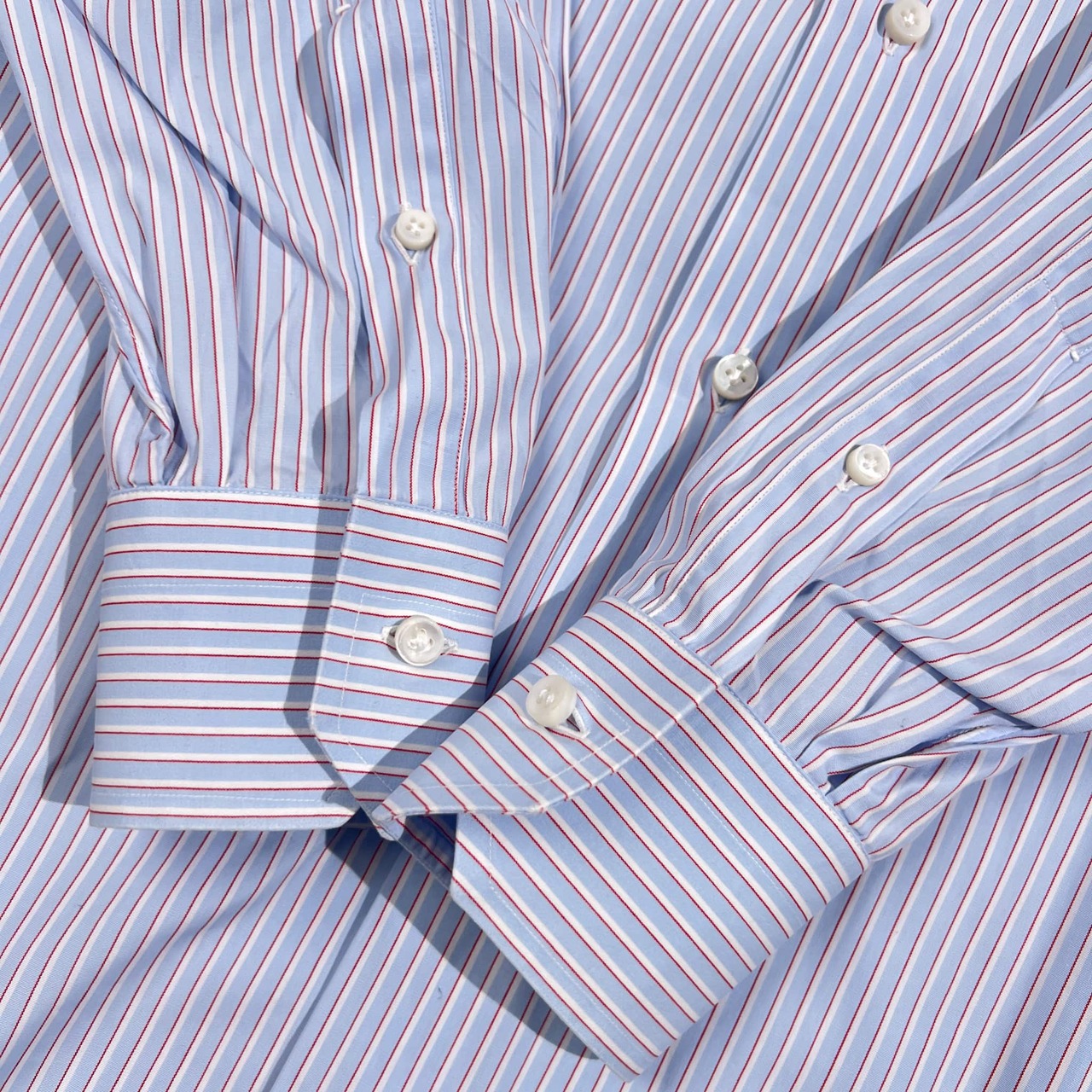 イタリア製 BARBA バルバ ストライプ柄 BD ボタンダウン 長袖 ワイシャツ ドレスシャツ 40 15 3/4 /ブルー系 メンズ