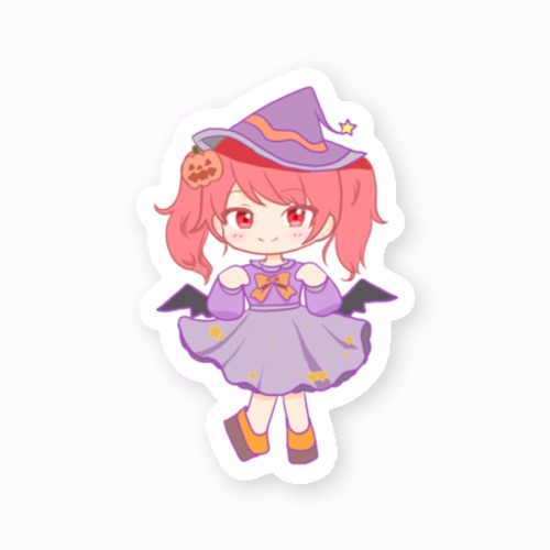 ハロウィン気分の女の子（ステッカー）