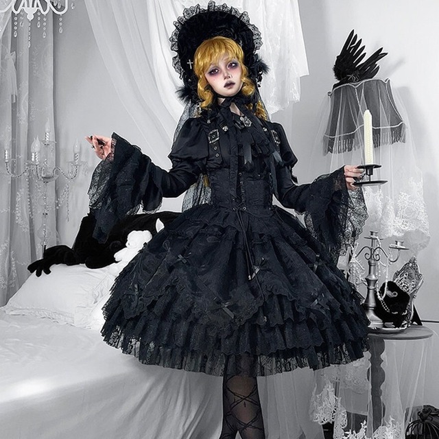 黒霧の双生夜会 十字架刺繍コルセット編み上げゴスロリ2点ジャンスカ｜予約商品