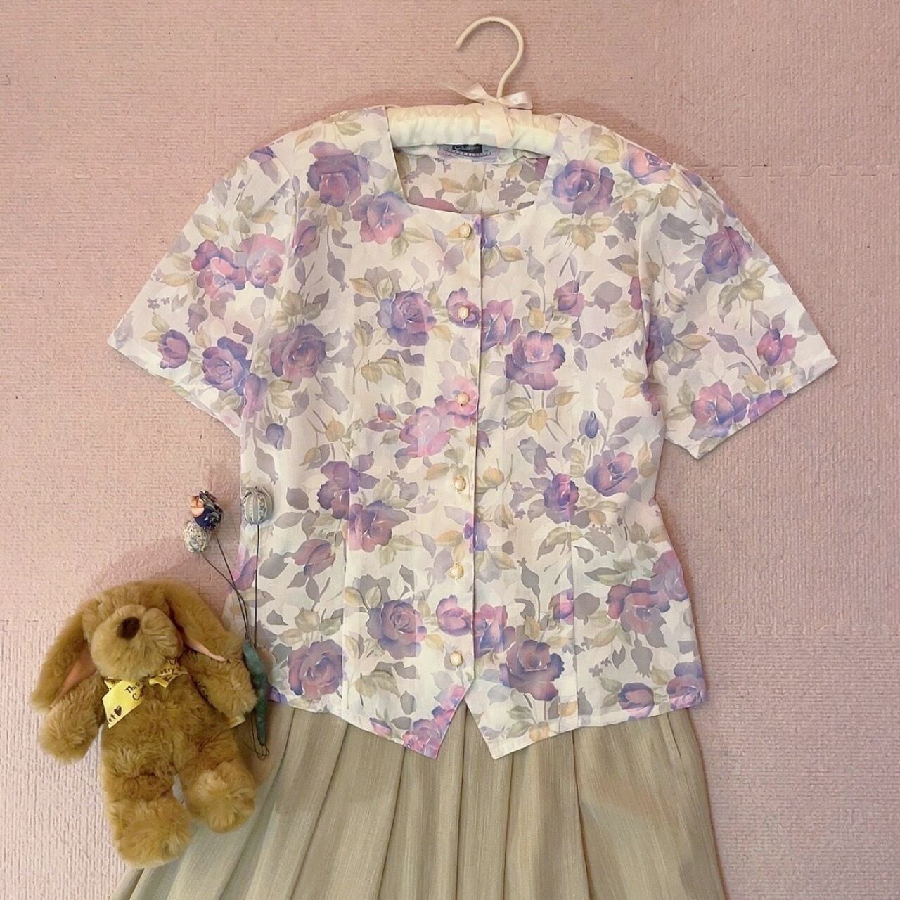 water color rose blouse