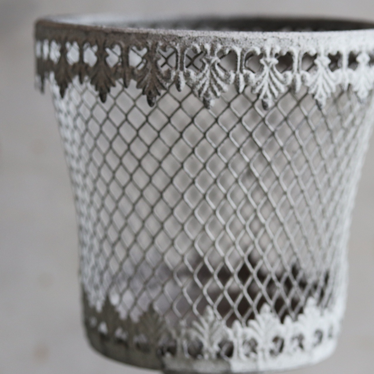 ブリキ植木鉢 　マイユスタンドカップGY　アンティーク調　シャビーシック　オシャレ　M901