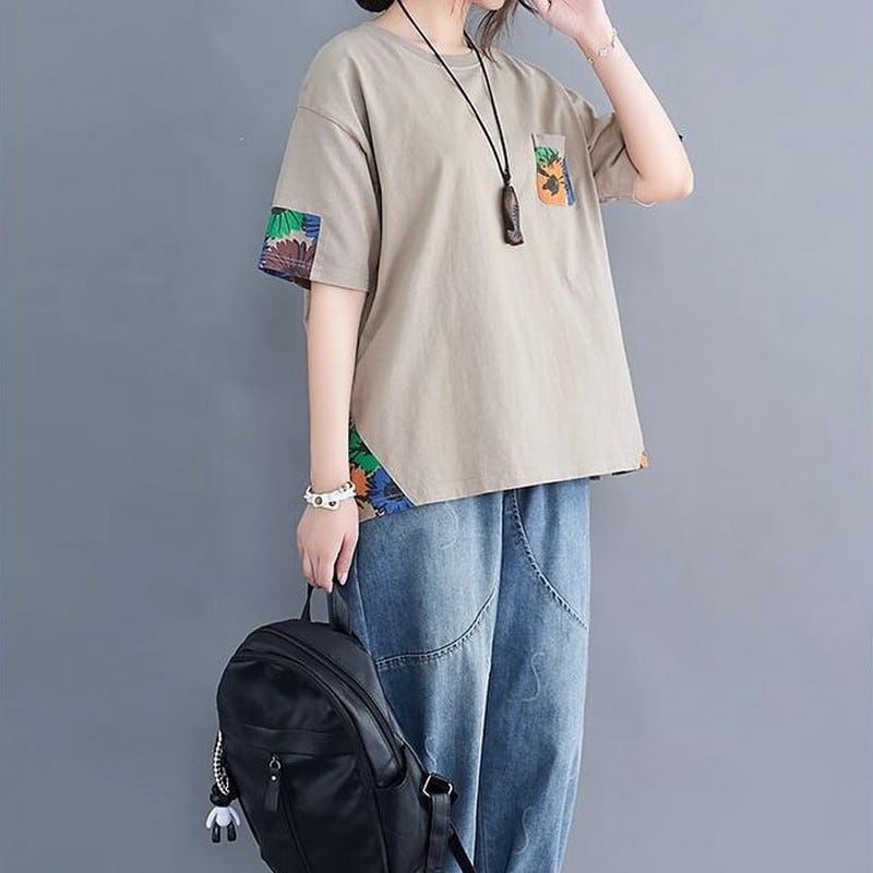 半袖ひまわりボックスTシャツ（4色）10003 | さらり＊ふわり