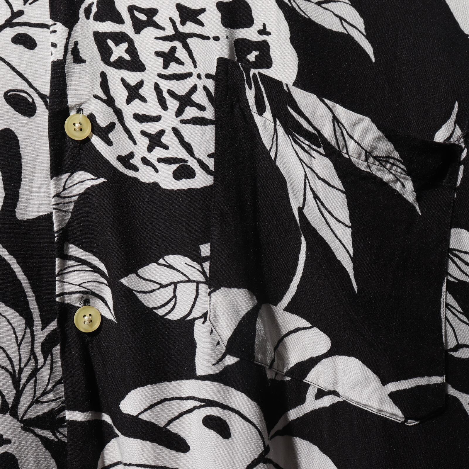 極美品 L レーヨン パイナップル 総柄 黒 ポロラルフローレン 半袖開襟  