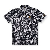 LOUD MOUTH ラウドマウス 総柄 半袖 ドライ ポロシャツ サイズ M /メンズ/ブラック×ホワイト