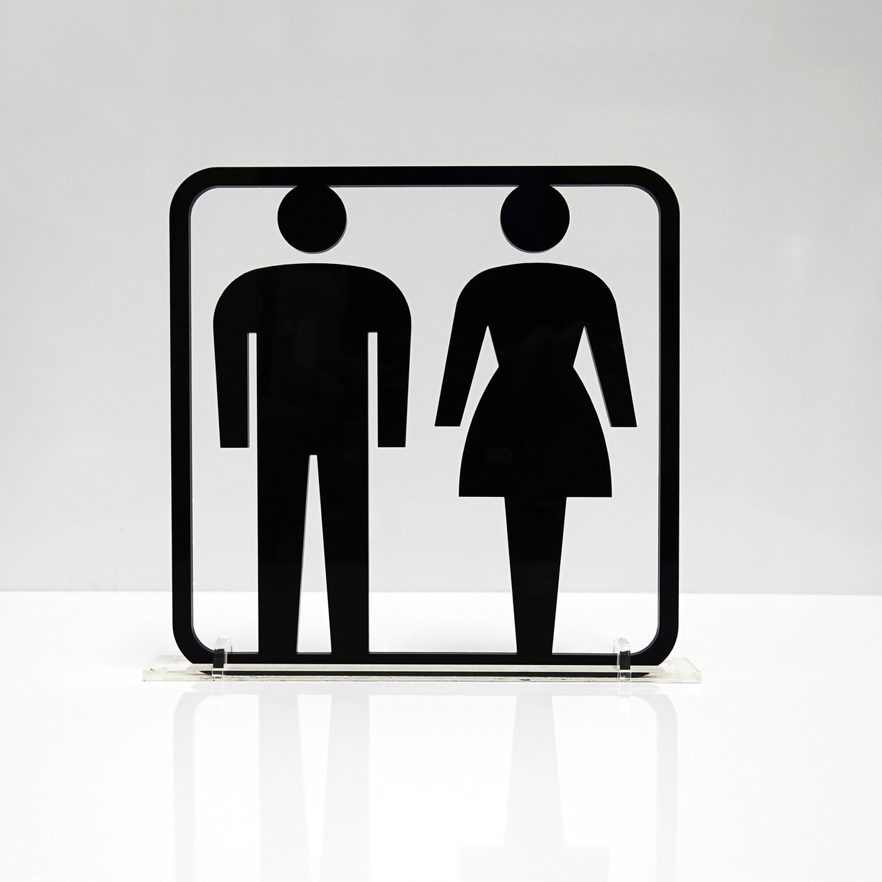 ツケレルン（3Wayピクトサイン）軽量 アクリル 突き出し 看板 （黒 男女並びトイレサイン 05）3way-0027 - 2
