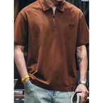 Short Sleeve Zip-Up Polo Shirt ◇2color H0216