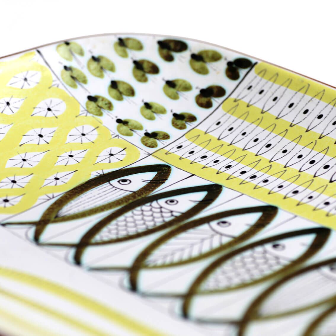 Gustavsberg グスタフスベリ Fajans ファイアンス 黄色い長方形皿 北欧