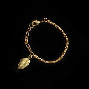 Leaf charm brass chain bracelet
