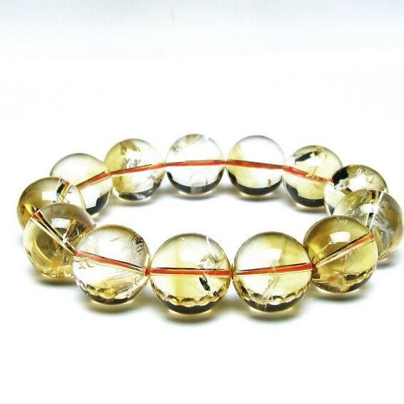 シトリン ブレスレット 18mm 虹入り シトリンクォーツ ブレス 一点物 111-56981