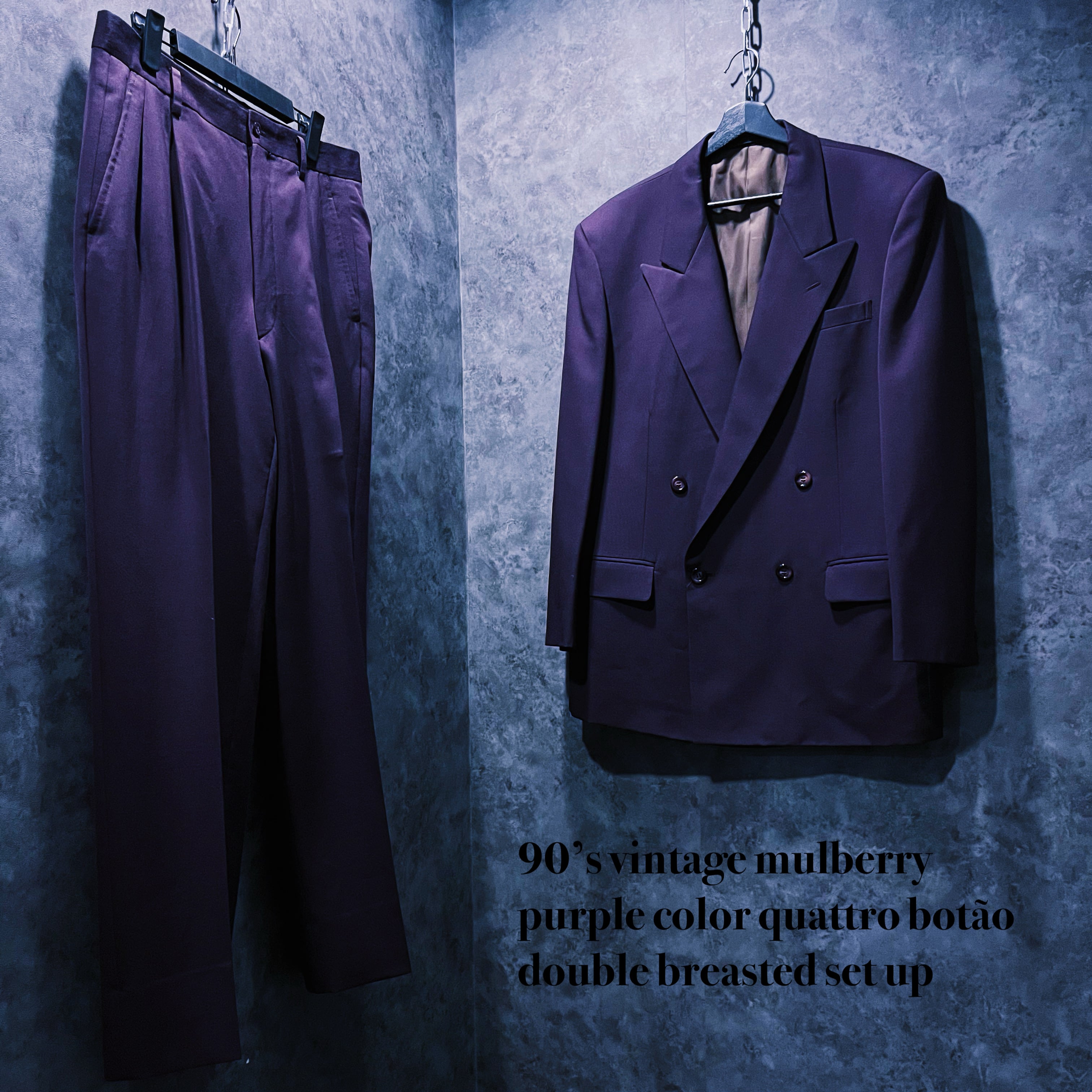 【doppio】90’s vintage mulberry purple color quattro botão double breasted set up