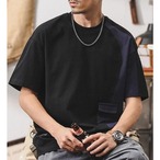 Bicolor Switch Design Short Sleeve Crew Neck T-Shirt ◇H0565