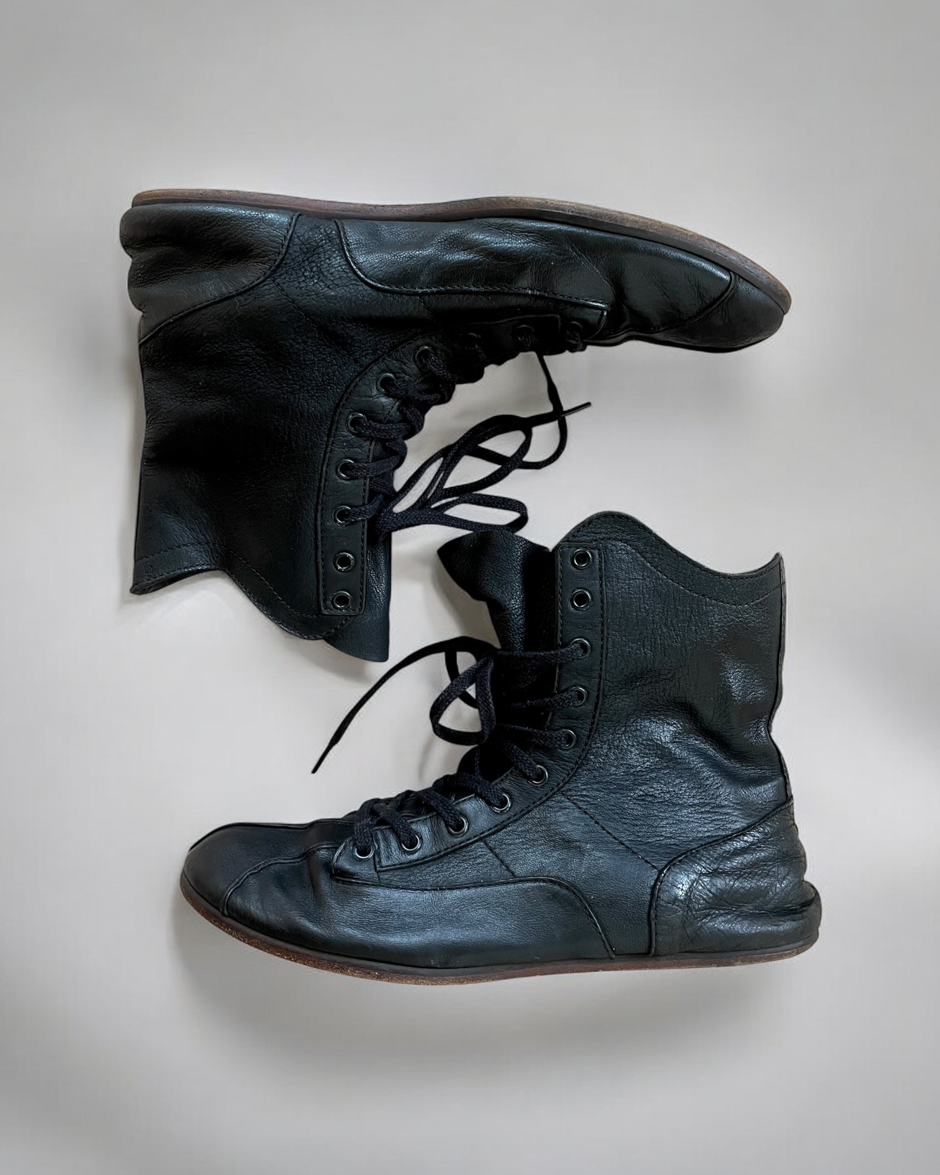 Y’s for men 00s Soft Leather Side-Seam Lace-Up Boots