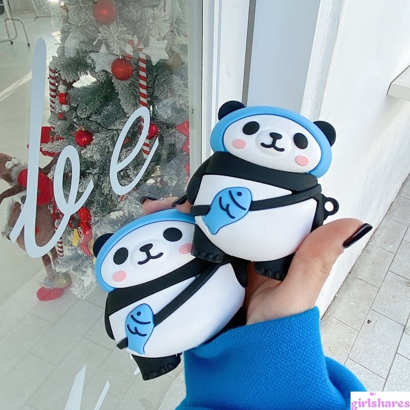 Panda イヤホン収納ケース Air Podsケース 可愛い 立体的 パンダ AirPods Proケース シリコン製 APPLE 第1世代  第2世代 第3世代 エアポッドケース☆ファッション小物☆