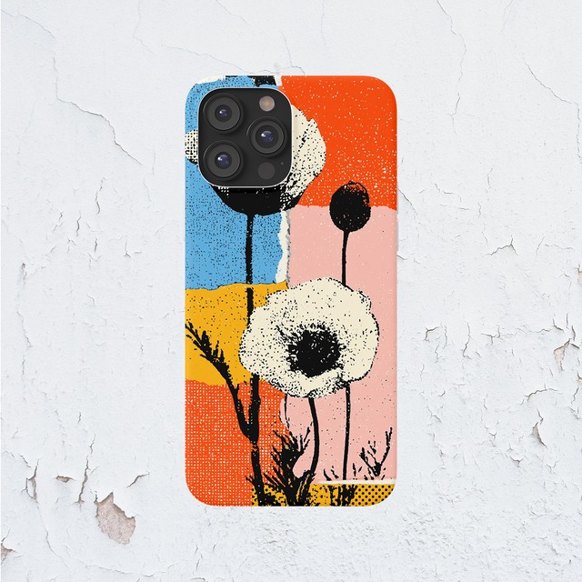 受注生産 iPhoneケース 花と夕日の紙片コラージュ｜ボタニカルZINE ZINE062A