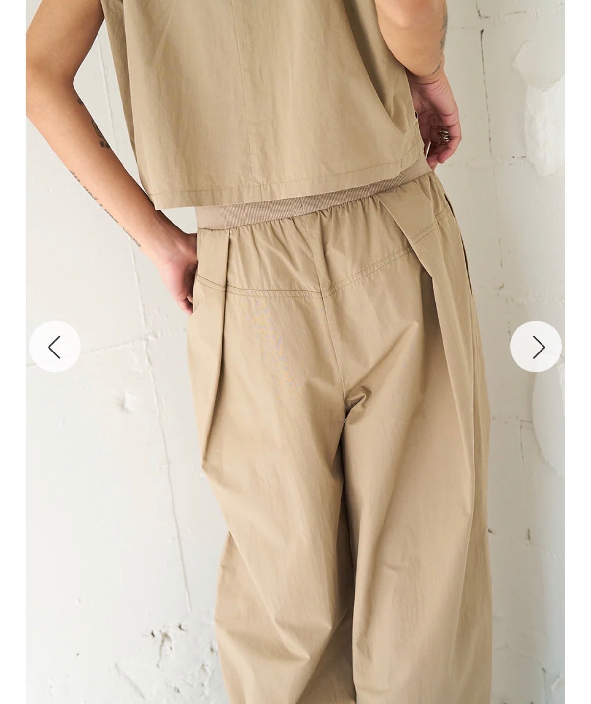 YENN WAIST RIB CURVE PT ワイドパンツ 38 送料無料】YENN(イエン) WAIST RIB CURVE PT ブラッベージュ 手洗い