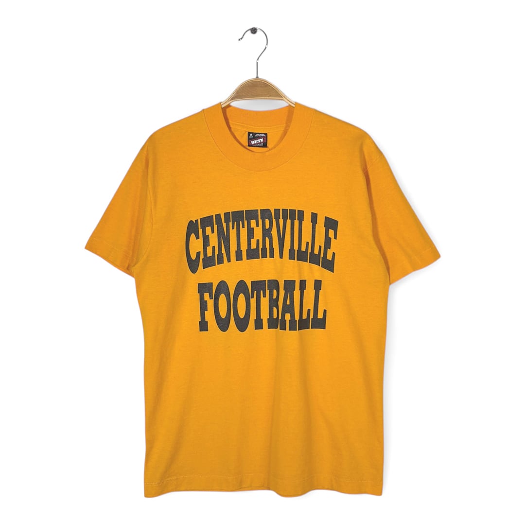 80s フルーツオブザルーム USA製 ヴィンテージTシャツ カレッジ シングルステッチ 山吹色 サイズM 古着 BZ0503