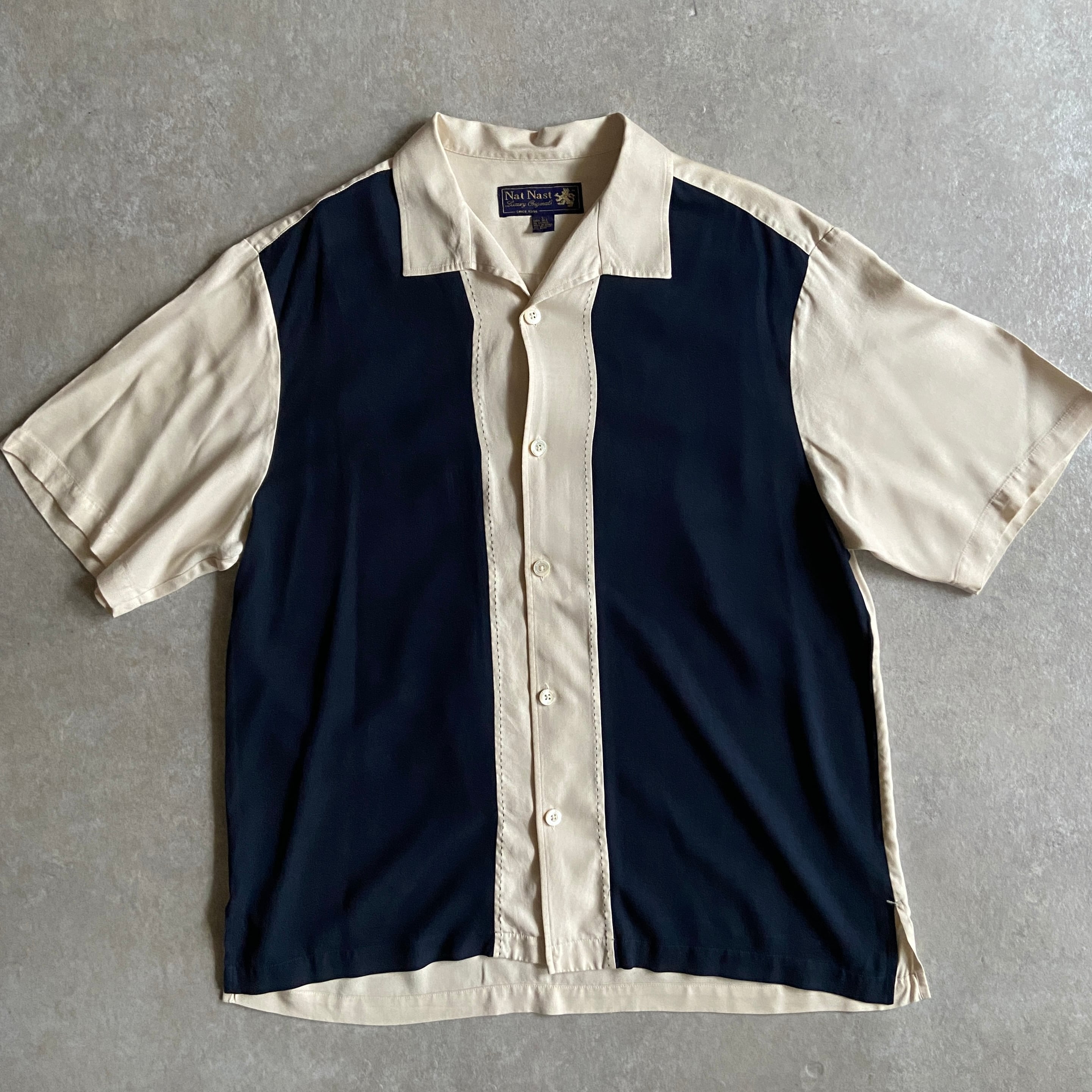 Nat Nast Two Tone S/S Silk Shirt L G910