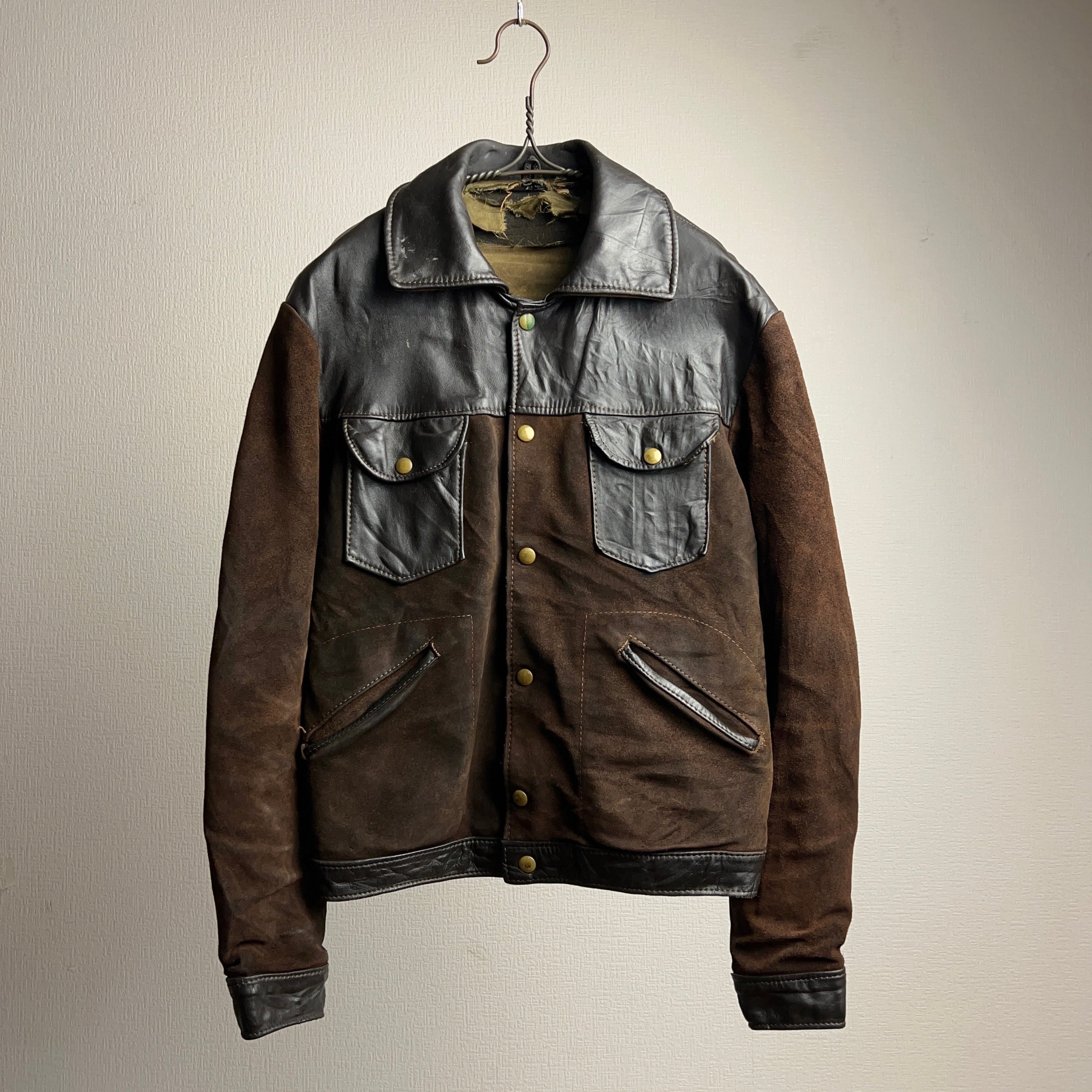 1960's~70's Suede combi Leather Jacket【1125A07M】【送料無料 ...