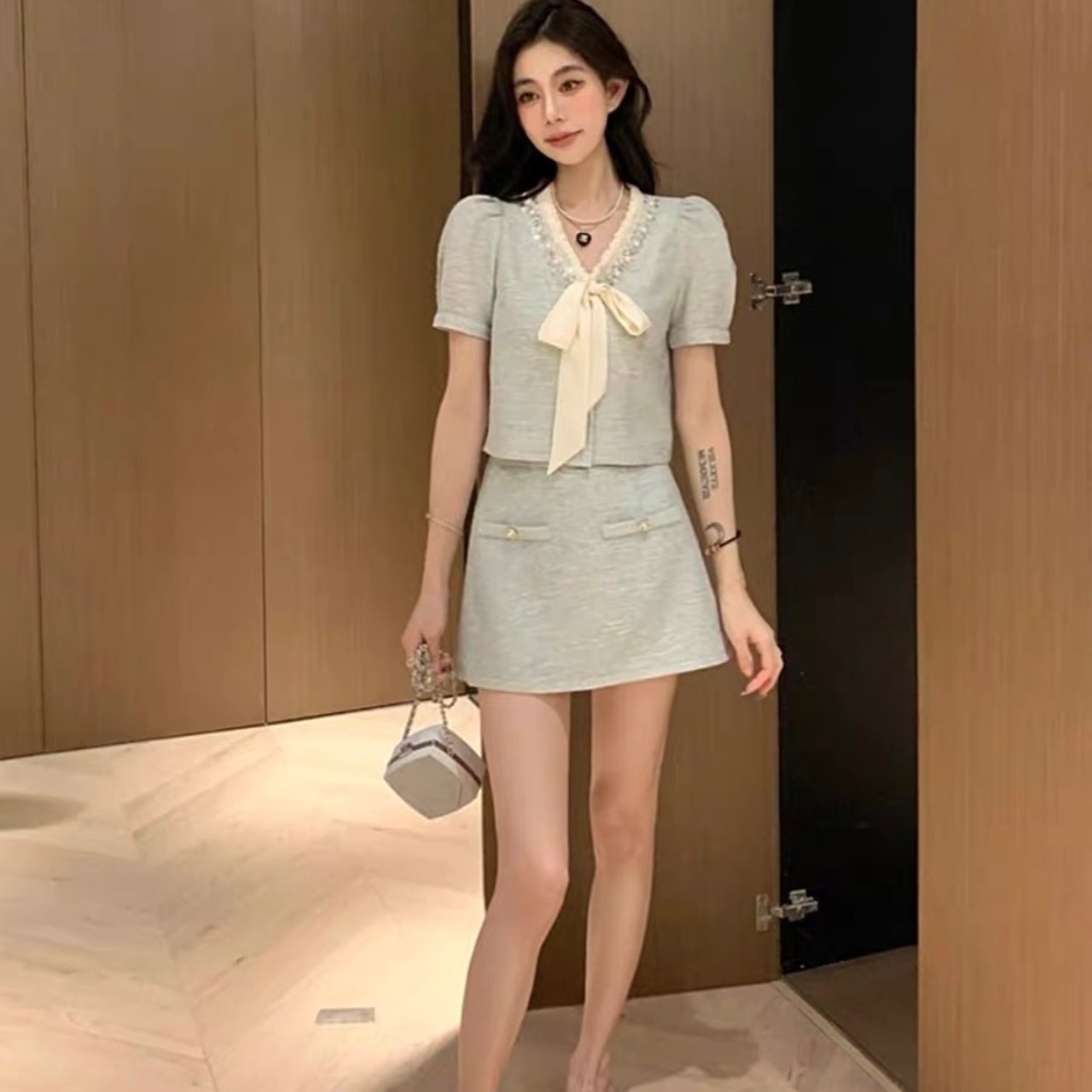 French Blouse Two-Piece Set
