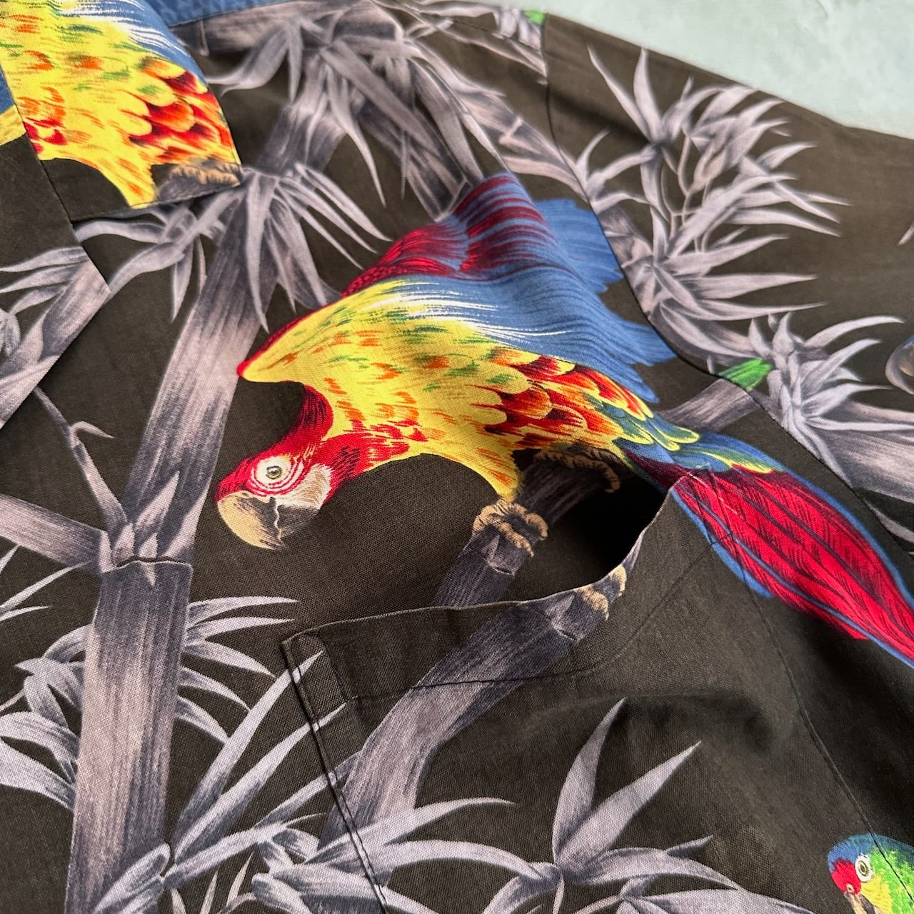 GAP 半袖シャツ 鳥 L 総柄 アロハシャツ ハイビスカス OLD M 