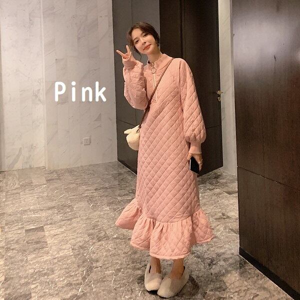 送料無料】 キルティング ワンピース レディース 長袖 マーメイド