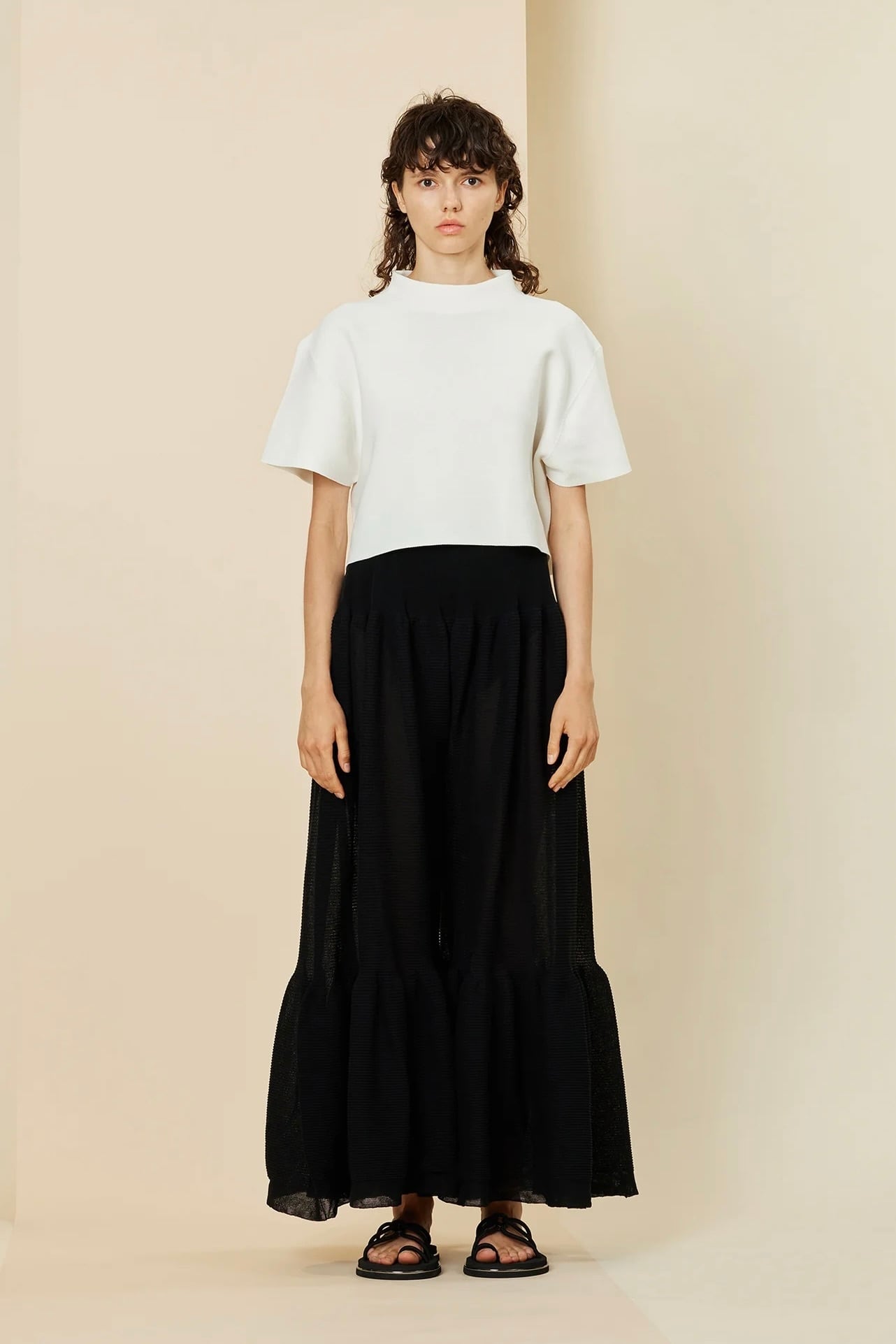 CFCL】GARTER MOCKNECK SHORT SLEEVE CROPPED TEE SHIRT | idealclasse